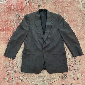 Hart Schaffner Marx Mens 44R Gray Blazer Sport Coat Made USA Jacket 2 Button